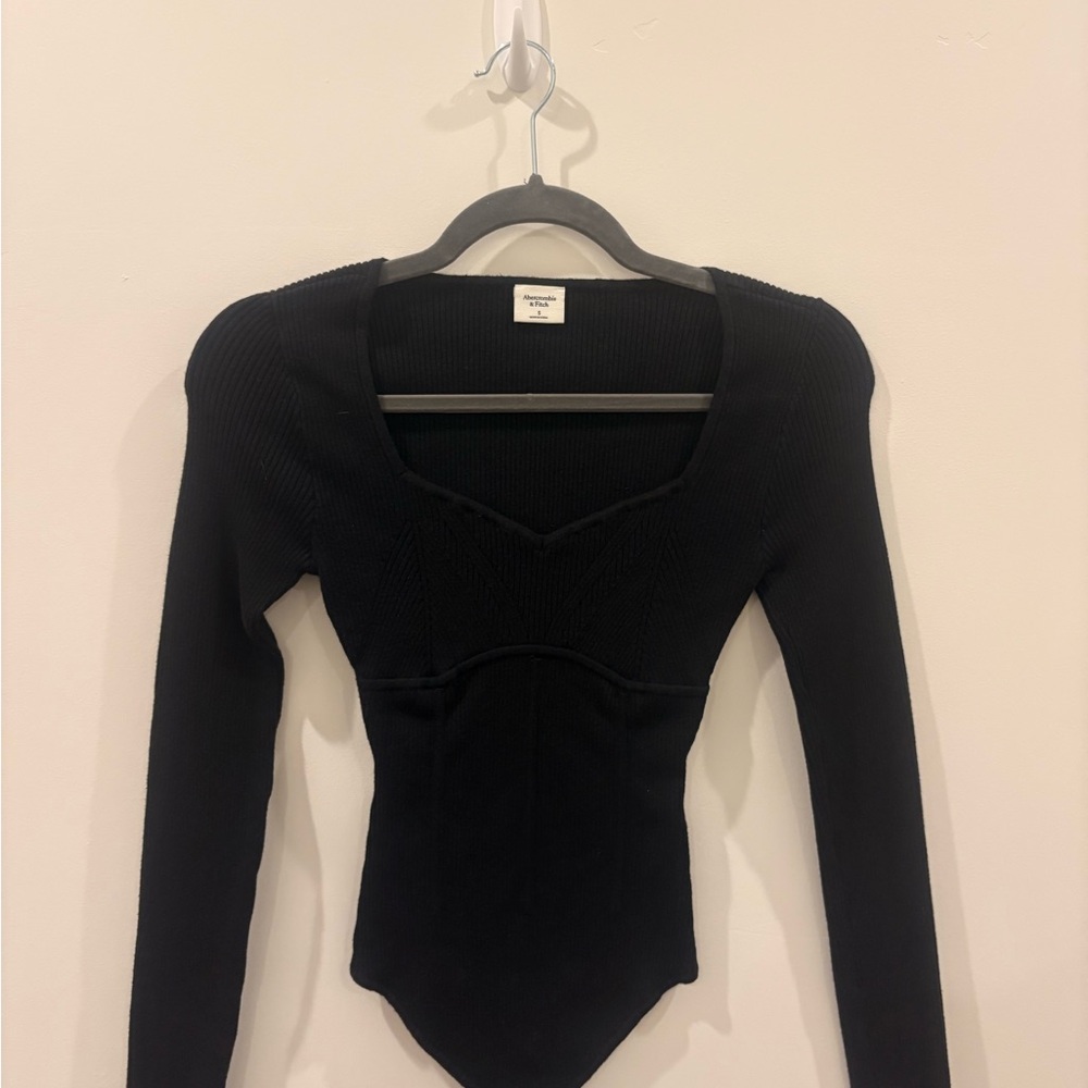 Abercrombie Black Long Sleeve Bodysuit Size S